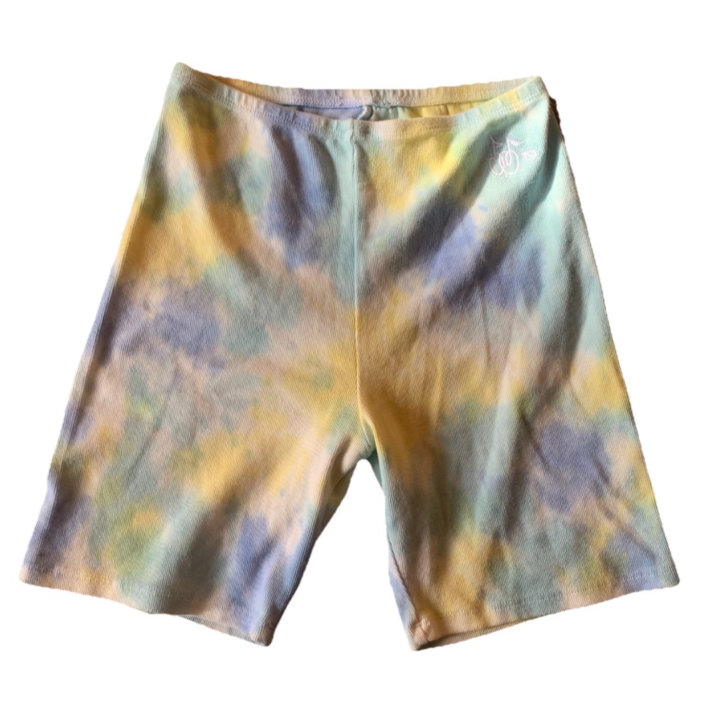Cherry LA Cotton Logo Biker Robbed Shorts Tie Dye Women’s Large